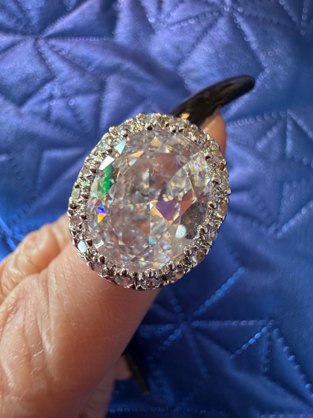 Park Lane Large Oval Clear Sparkle Statement Ring – Size 7